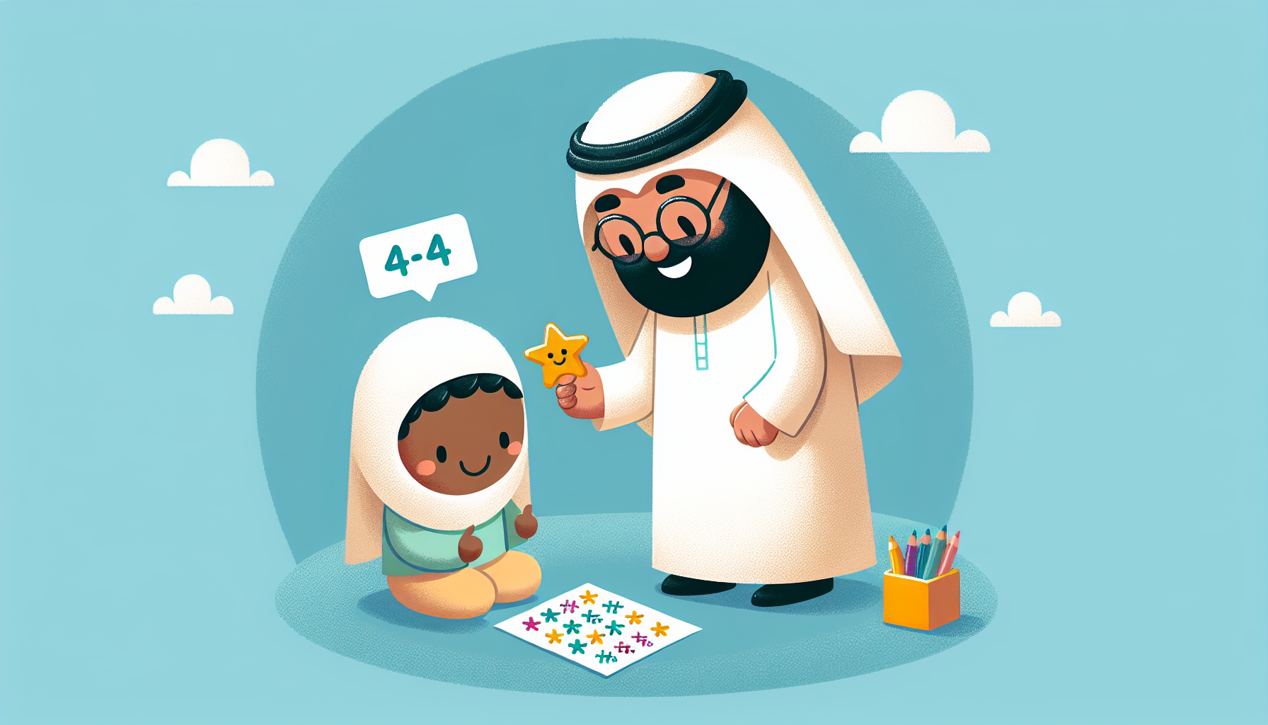 Ouder die kind beloont voor het oefenen van tafels