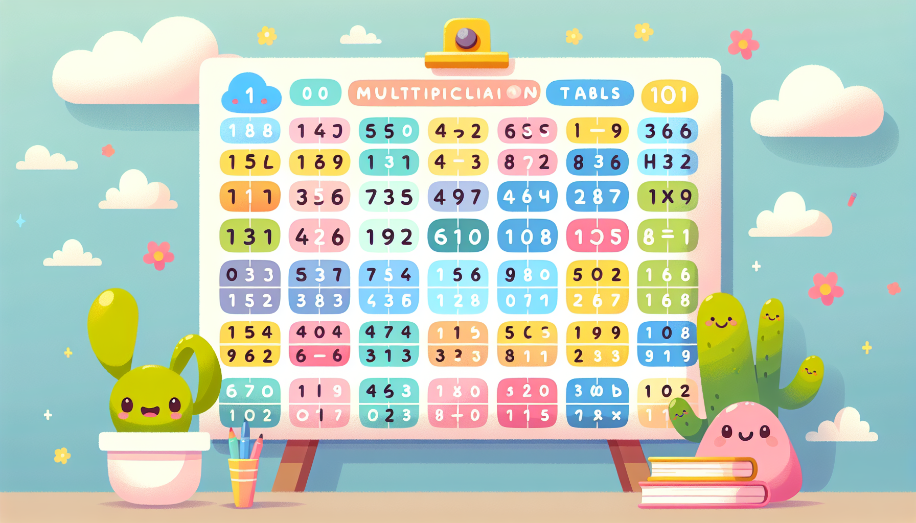 Overzicht van alle maaltafels van 1 tot en met 10