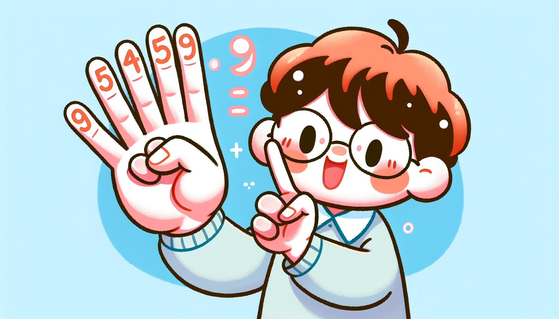 Kind dat de tafel van 9 oefent met de vingertjesmethode