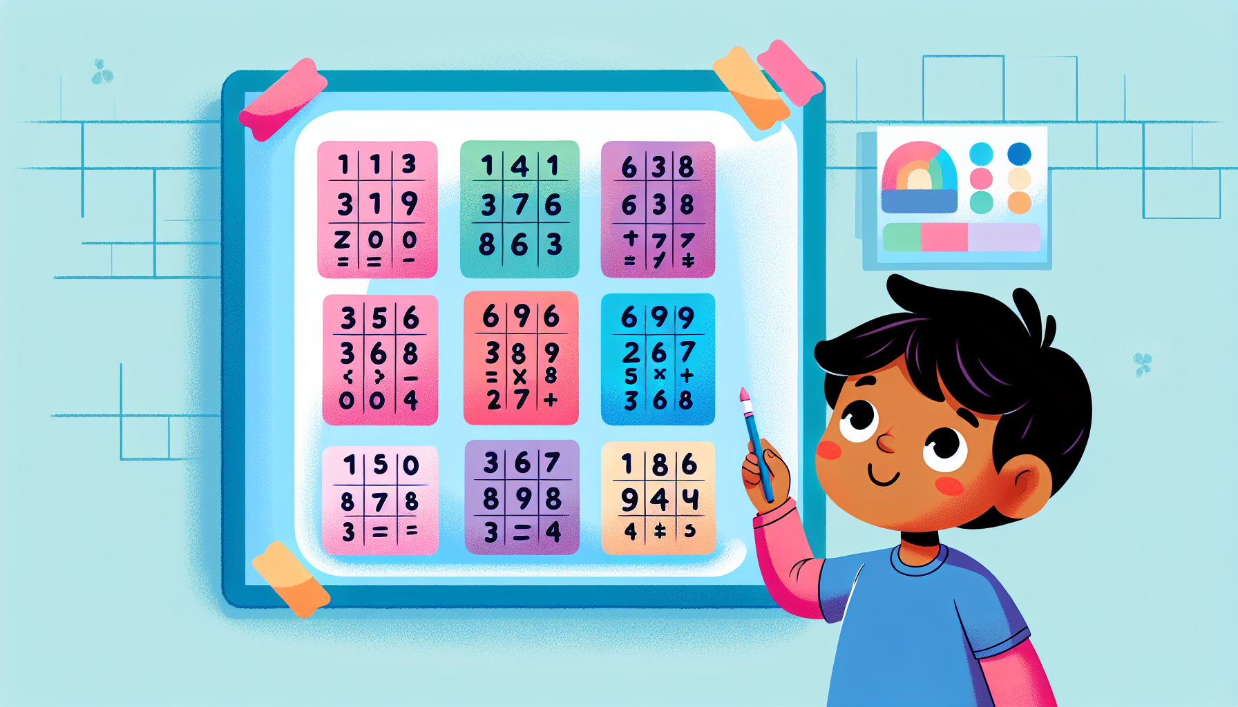 Kleurrijke tafelkaart aan de muur