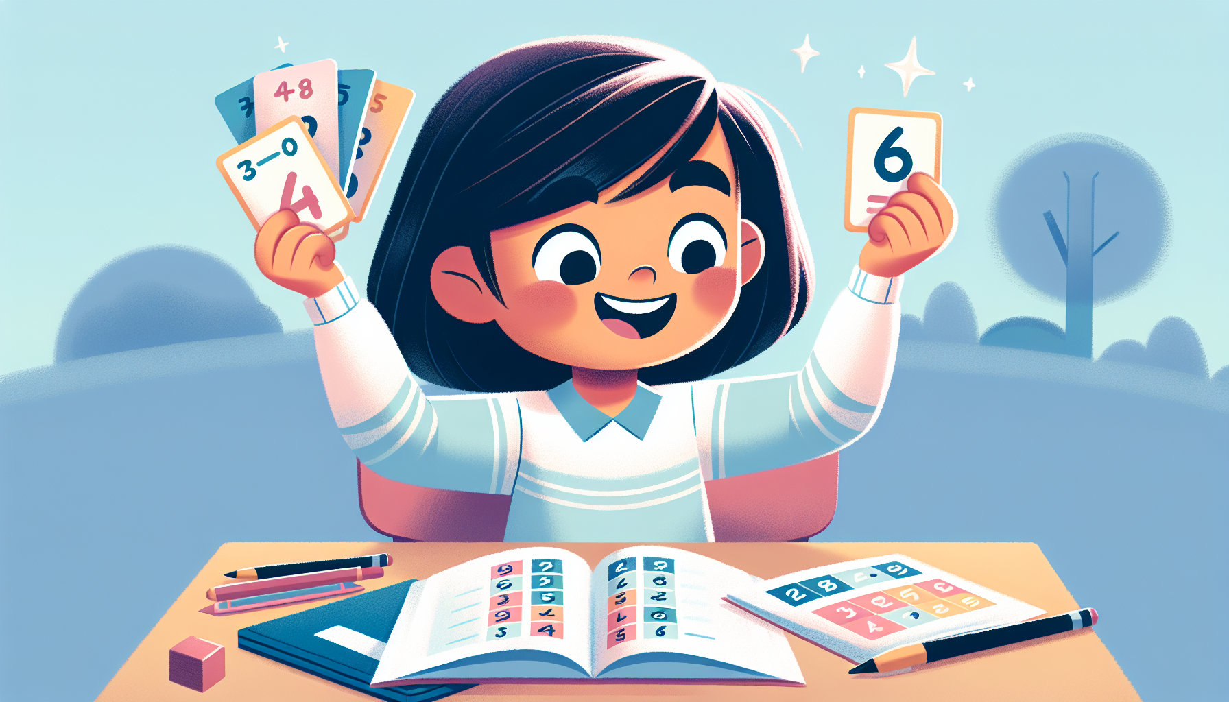 Kind in groep 4 dat de tafels oefent