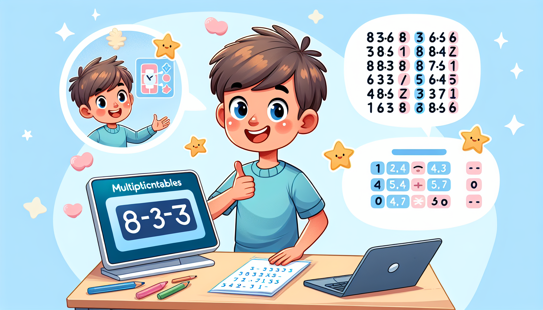 Kind in groep 5 dat de tafels op snelheid oefent