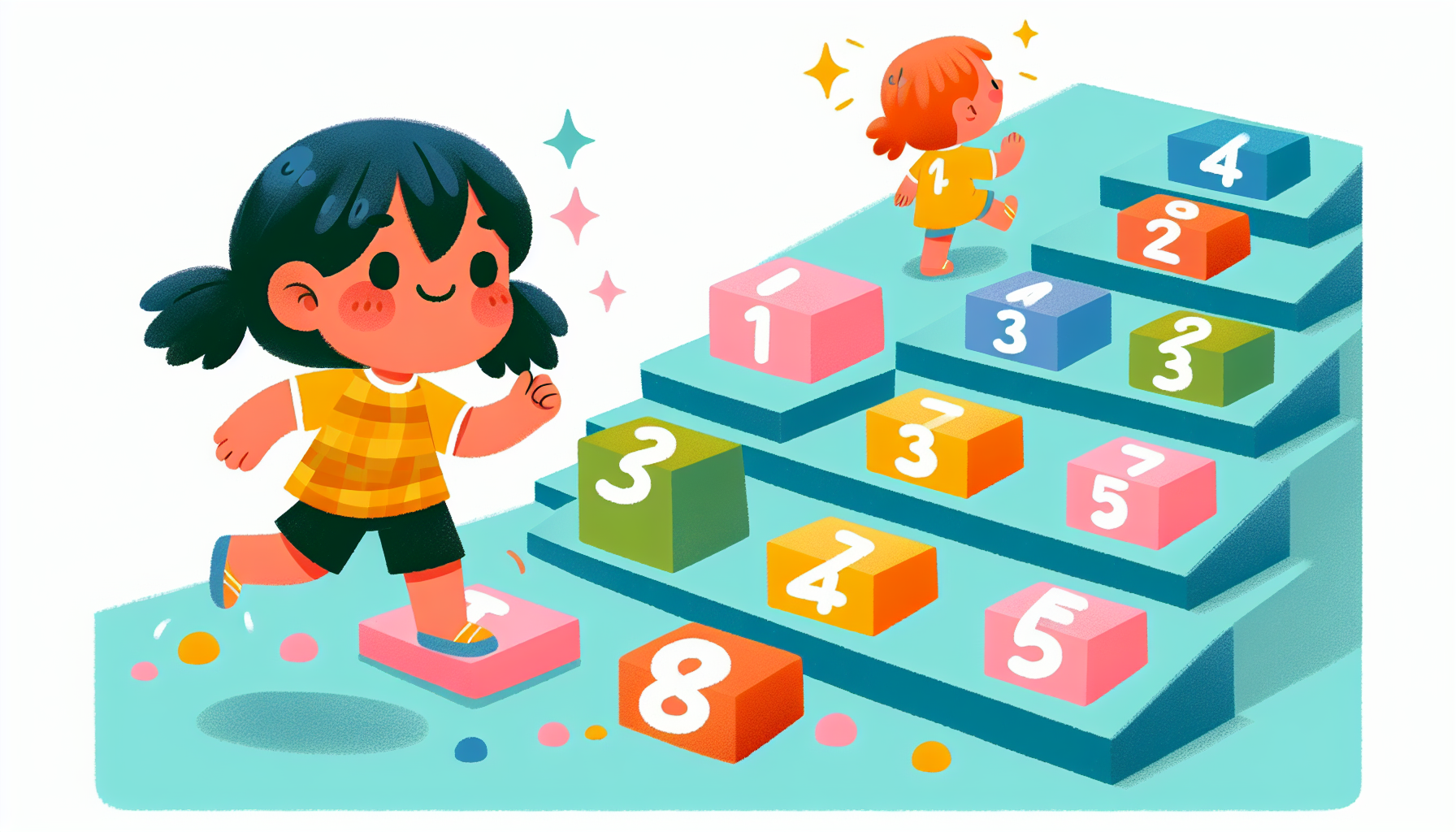 Kind dat stap voor stap de tafels leert in de juiste volgorde