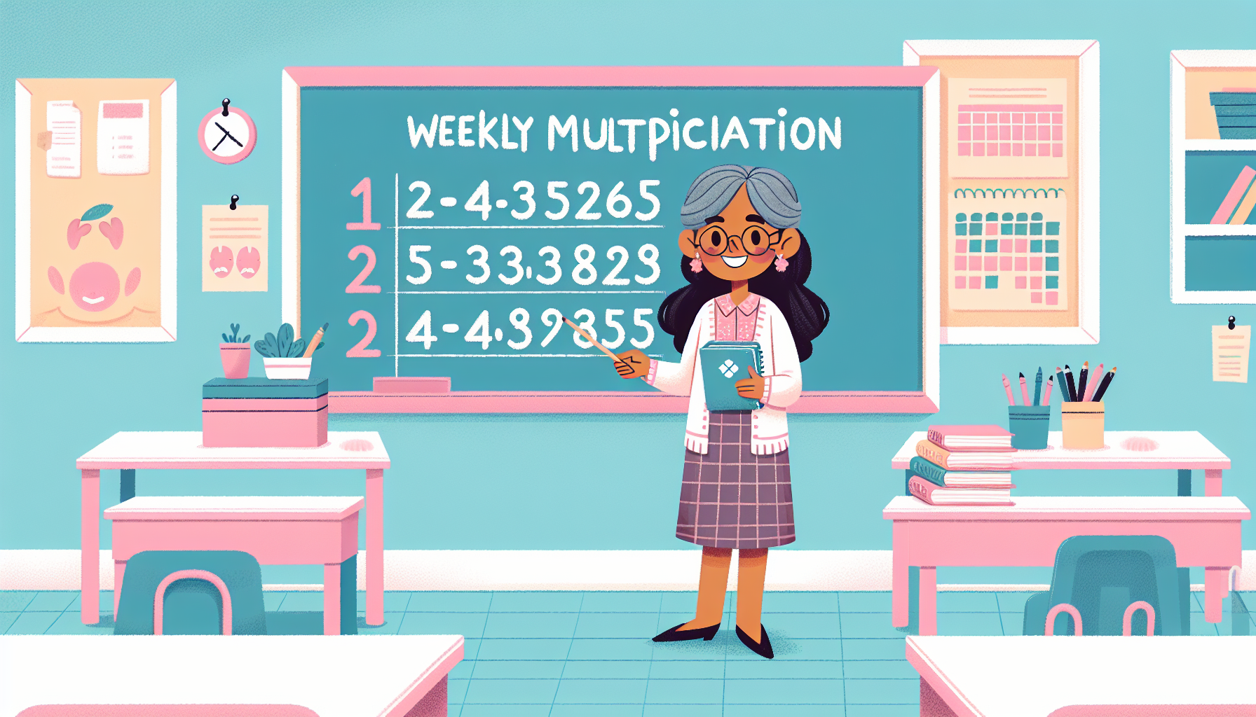 Leerkracht met weekplanning voor tafels automatiseren in de klas
